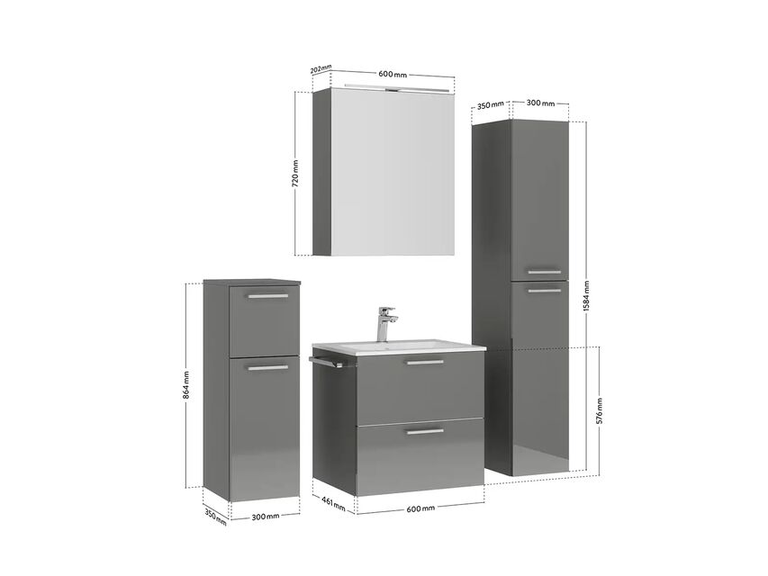 Keo Servantskap med overflatespeil og tilleggs-møbler 4